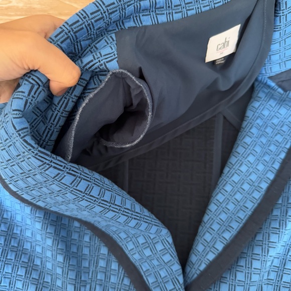 Cabi Medium Scholarship Blazer Blue Checkered Jacquard Knit Fall Career Office - Picture 7 of 10